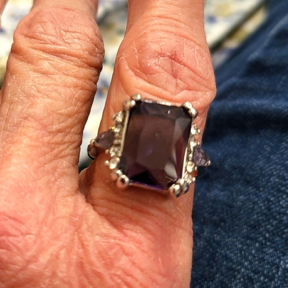 New Amethyst Purple Color Size 11 Cocktail Ring - Picture 8 of 9